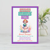 Bowling Party Girl's Anime Birthday Einladung (Stehend Vorderseite)