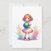 Bowling Party Girl's Anime Birthday Einladung (Rückseite)