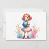 Bowling Party Girl's Anime Birthday Einladung (Rückseite)