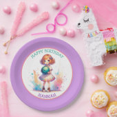 Bowling Party Girl's Anime Birthday Personalisiert Pappteller (Party)