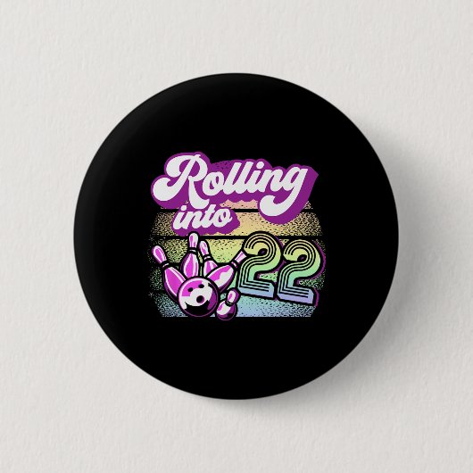 Bowling Party in 22 Bowling Geburtstag Button (Vorderseite)