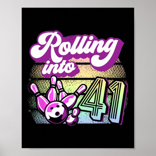 Bowling Party in 41 Bowling Geburtstag Poster (Vorne)
