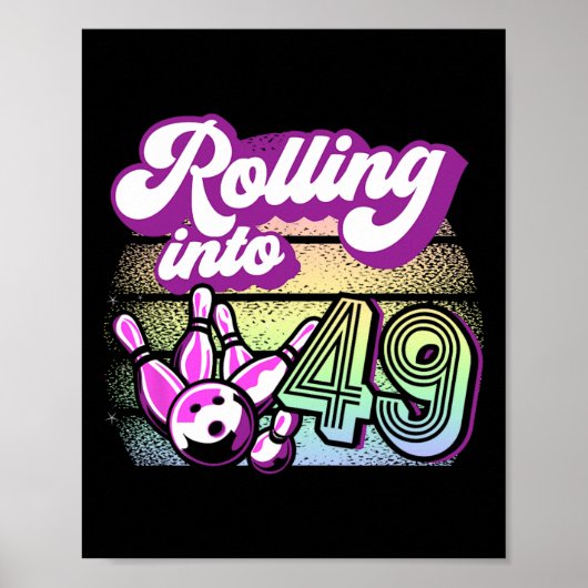 Bowling Party in 49 Bowling Geburtstag Poster (Vorne)