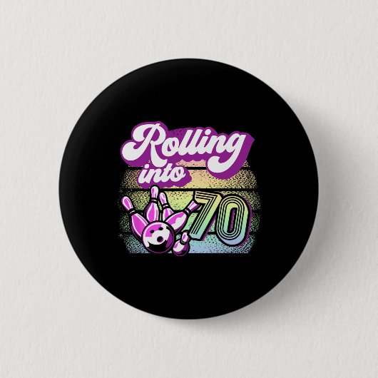 Bowling Party in 70 Bowling Geburtstag 1 Button (Vorderseite)