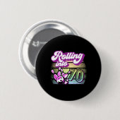 Bowling Party in 70 Bowling Geburtstag 1 Button (Vorne & Hinten)