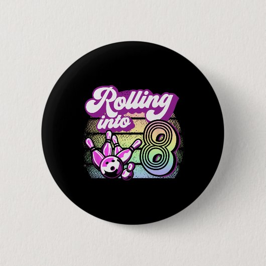 Bowling Party in 8 Bowling Geburtstag Button (Vorderseite)