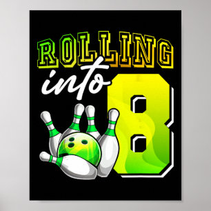 Bowling Party in 8. Geburtstagsmädchen Bo Poster