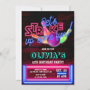 Bowling Party, kosmischer Bowling, Bowling - Gebur Einladung