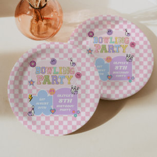 Bowling-Party Preppy-Varsity-Patch-Geburtstagsfeie Pappteller