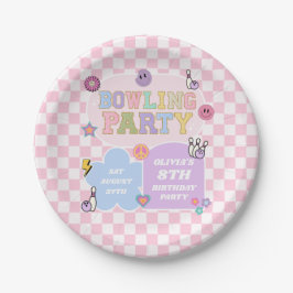 Bowling Party Preppy Varsity Patch Geburtstagspart Pappteller