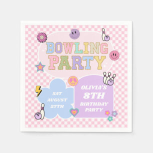 Bowling Party Preppy Varsity Patch Geburtstagspart Serviette