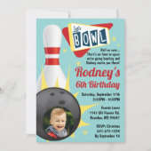 Bowling Party Retro Tenpin mit Foto Einladung (Vorderseite)