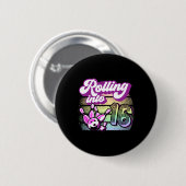 Bowling Party rollt in 16 Bowling Geburtstag Button (Vorne & Hinten)