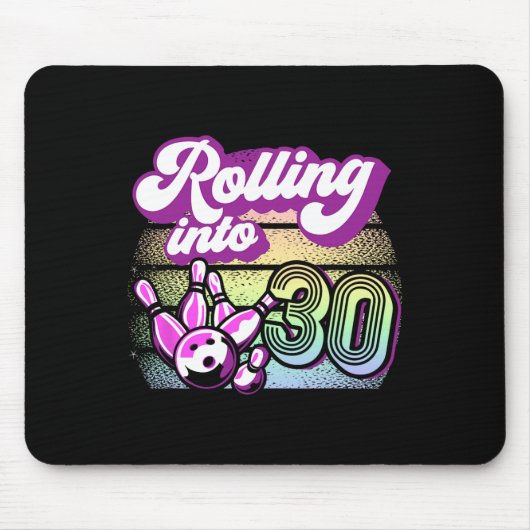 Bowling Party rollt in 30 Bowling Geburtstag Mousepad (Vorne)