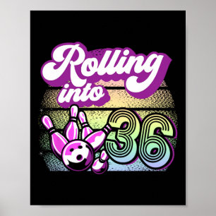 Bowling Party rollt in 36 Bowling Geburtstag Poster