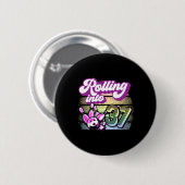 Bowling Party rollt in 37 Bowling Geburtstag Button (Vorne & Hinten)