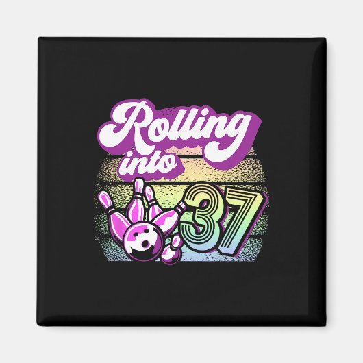 Bowling Party rollt in 37 Bowling Geburtstag Magnet (Vorne)