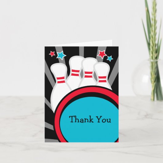 Bowling Party Vielen Dank Dankeskarte (Vorderseite)