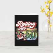 Bowling Party wird zum 50 Bowling Geburtstag Karte (Gelbe Blume)