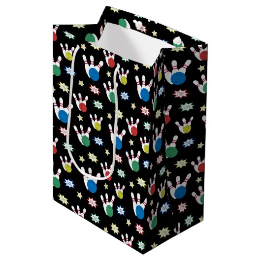 Bowling Pattern Mittlere Geschenktüte (Vorderseite Schrägansicht)