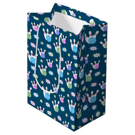Bowling Pattern Mittlere Geschenktüte (Vorderseite Schrägansicht)