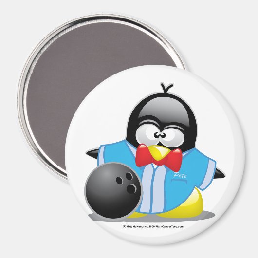 Bowling Penguin Magnet (Vorderseite/Rückseite)