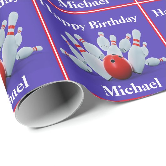 Bowling Personalisiert Geburtstagsgeschenk Geschenkpapier (Rolleneckpunkt)