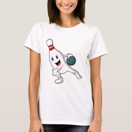 Bowling pin at Bowling with Bowling ball T-Shirt (Vorderseite)