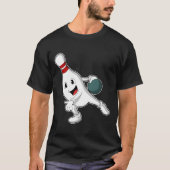 Bowling pin at Bowling with Bowling ball T-Shirt (Vorderseite)