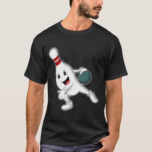 Bowling pin at Bowling with Bowling ball T-Shirt (Vorderseite)