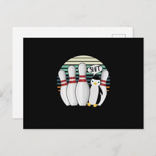 Bowling Pin Bowler Strike Spin Spare Penguin Gift Postkarte (Vorne/Hinten)