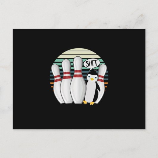 Bowling Pin Bowler Strike Spin Spare Penguin Gift Postkarte (Vorderseite)
