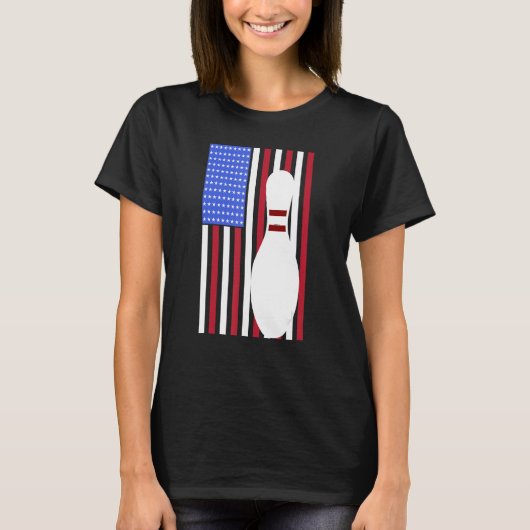 Bowling Pin US Flag American Bowling Player Bowler T-Shirt (Vorderseite)