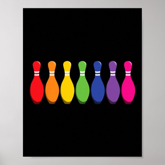 Bowling Pins Bowling Regenbogen Lgbt Pride Poster (Vorne)