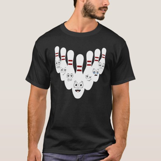 Bowling Pins With Hilarious Expressions Bowling T-Shirt (Vorderseite)