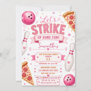 Bowling-Pizza-Geburtstagseinladung Einladung
