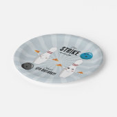 Bowling Pizza macht Spaß Kindergeburtstag Pappteller (Schrägansicht)