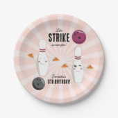 Bowling Pizza macht Spaß Kindergeburtstag Pappteller (Vorderseite)