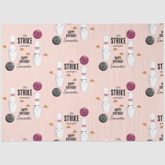 Bowling Pizza macht Spaß Kindergeburtstag Seidenpapier (Vorderseite)