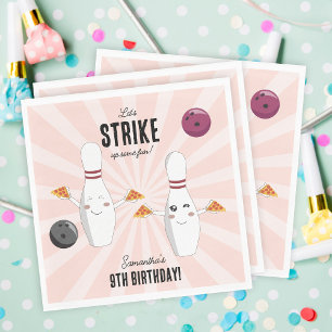 Bowling Pizza macht Spaß Kindergeburtstag Serviette