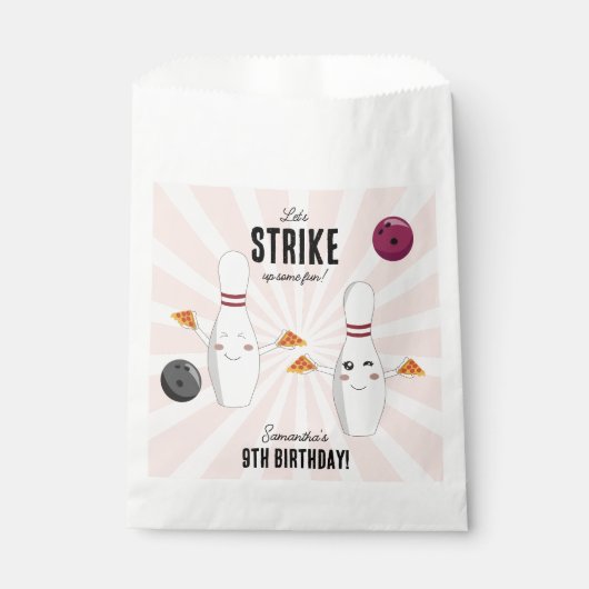 Bowling Pizza Strike Up Some Fun Kids Birthday Geschenktütchen (Vorderseite)