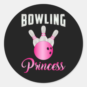 Bowling Princess Girl Queen Bowl Bowler Funny Gift Runder Aufkleber