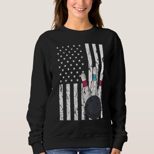 Bowling Proud USA Flag Vintag Bowling Sweatshirt (Vorderseite)