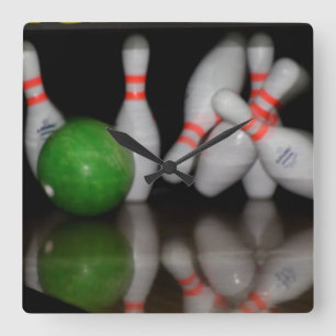 Bowling Quadratische Wanduhr