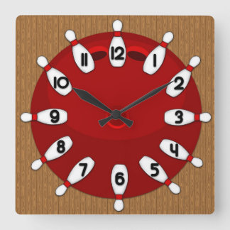 Bowling Quadratische Wanduhr