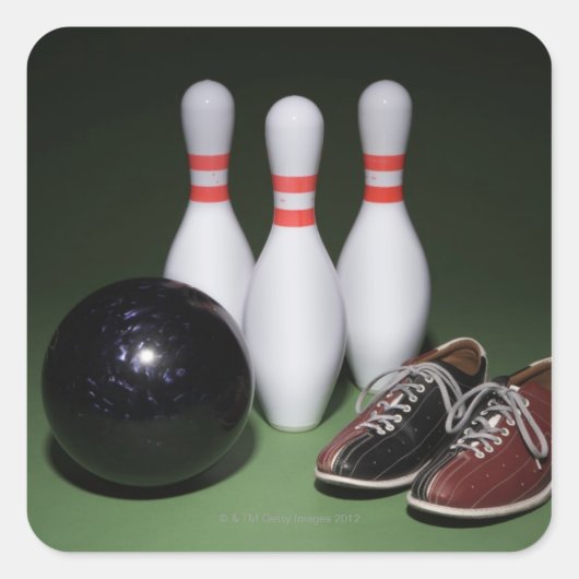 Bowling Quadratischer Aufkleber (Vorderseite)