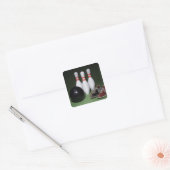 Bowling Quadratischer Aufkleber (Umschlag)