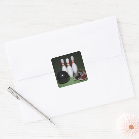Bowling Quadratischer Aufkleber (Umschlag)