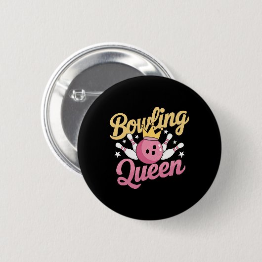 Bowling Queen Bowler Funny Bowling Button (Vorne & Hinten)