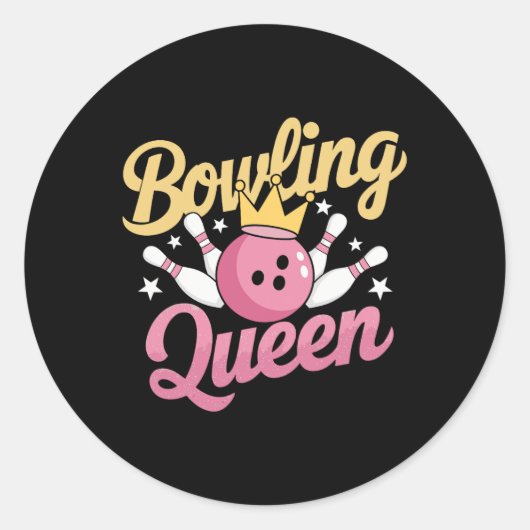 Bowling Queen Bowler Funny Bowling Runder Aufkleber (Vorderseite)